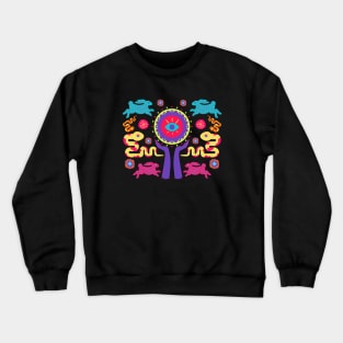 Colorful Evil Eye Symbol with Animals and Flowers Crewneck Sweatshirt